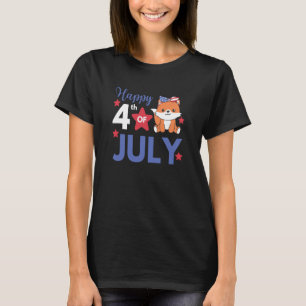 4th Of July American Fox For Kids Cute Usa Fox  4 T-Shirt