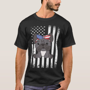 4th Of July American French Bulldog For Kids Cute T-Shirt