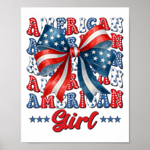 4th Of July American Girl Coquette Usa Flag Patrio Poster