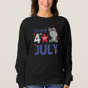 4th Of July American Hippo For Kids Cute Usa Hippo Sweatshirt