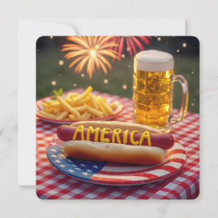 4th of July American Hot Dog Invitation