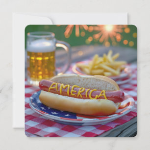 4th of July American Hot Dog Invitation