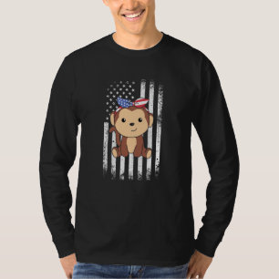 4th Of July American Monkey For Kids Cute Usa Monk T-Shirt