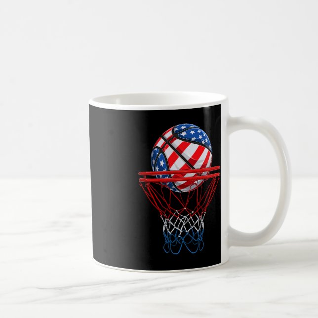 4th Of July American Patriotic Basketball US Flag  Coffee Mug (Right)