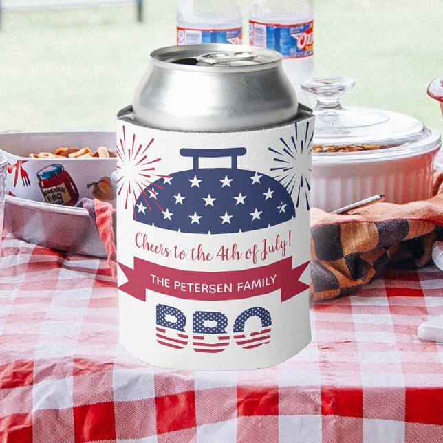 4th of July American patriotic custom party Can Cooler (Creator Uploaded)