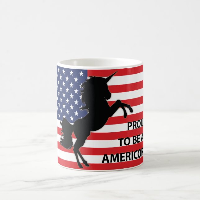 4th of July American Patriotic Unicorn USA Flag Coffee Mug (Center)