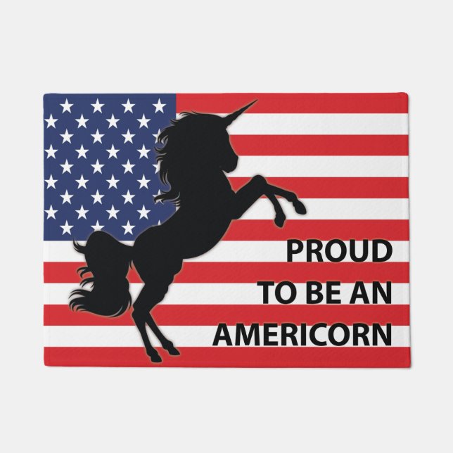 4th of July American Patriotic Unicorn USA Flag Doormat (Front)