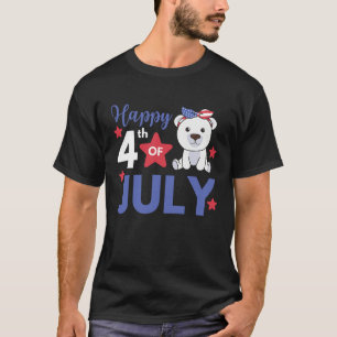 4th Of July American Polar Bear For Kids Cute Usa  T-Shirt