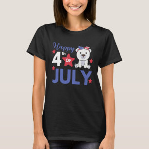 4th Of July American Polar Bear For Kids Cute Usa  T-Shirt