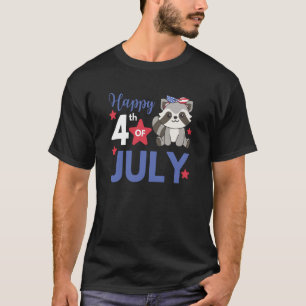 4th Of July American Racoon For Kids Cute Usa Rac T-Shirt