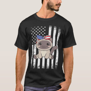 4th Of July American Siamese Cat For Kids Cute Usa T-Shirt