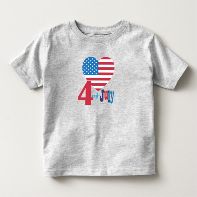 4th of July American USA Flag Heart Flag Patriotic Toddler T-Shirt (Front)