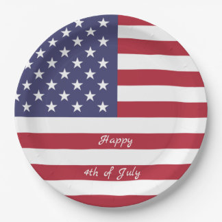 4th of July American USA Flag Patriotic Paper Plate