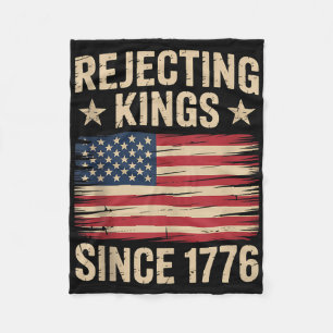 4th Of July American Vintage Flag Rejecting Kings  Fleece Blanket