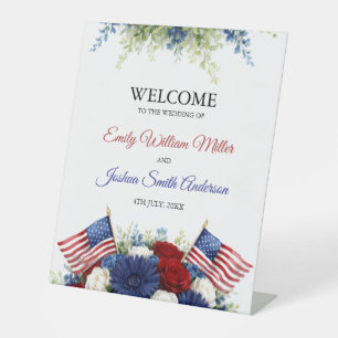 4th of July Americana Wedding Welcome Pedestal Sign