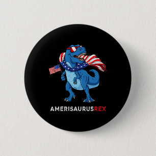 4th Of July Amerisaurus T Rex Dinosaur Boys Kids T 6 Cm Round Badge