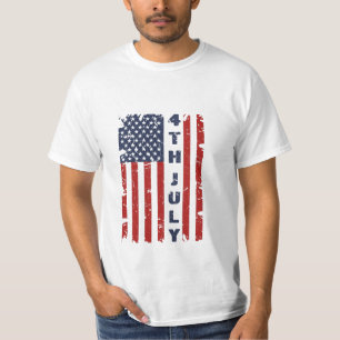 4TH of July and Torn US Flag T-Shirt