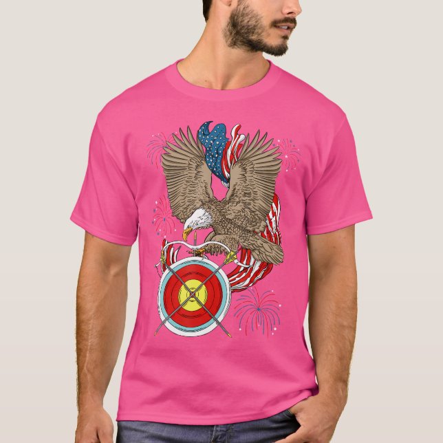 4Th Of July Archery Eagle Usa Flag Independence Am T-Shirt (Front)