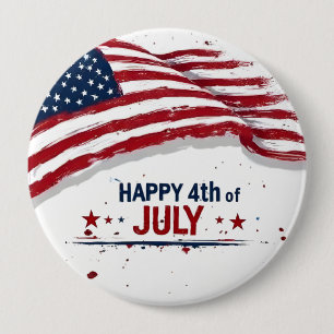 4th of July - Artistic US Flag Paint Splatter 10 Cm Round Badge