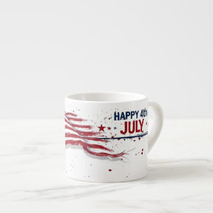 4th of July - Artistic US Flag Paint Splatter Espresso Cup