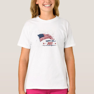 4th of July - Artistic US Flag Paint Splatter T-Shirt