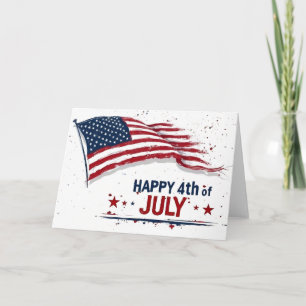 4th of July - Artistic US Flag Paint Splatter Thank You Card