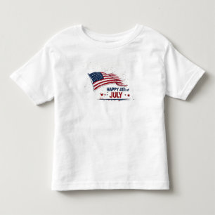 4th of July - Artistic US Flag Paint Splatter Toddler T-Shirt