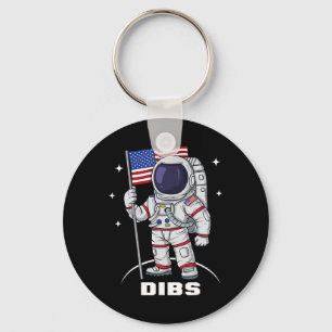 4th Of July Astronaut USA American Flag Fun Patrio Key Ring