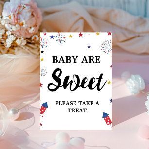 4th of july  baby are sweet baby shower favour pedestal sign
