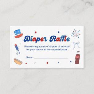 4th of July Baby Shower Diaper Raffle Enclosure Card
