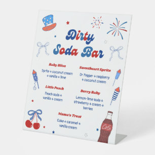 4th of July Baby Shower Dirty Soda Bar Pedestal Sign