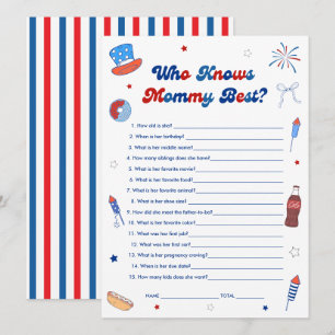 4th of July Baby Shower Who Knows Mummy Best Game Invitation
