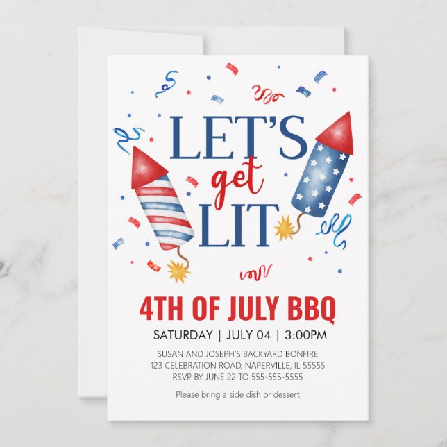 4th of July Backyard BBQ Invitation (Front)