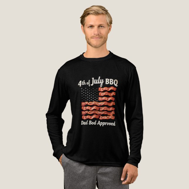 4th of July Bacon Flag BBQ Dad USA Tri-Blend Shirt (Full Front)