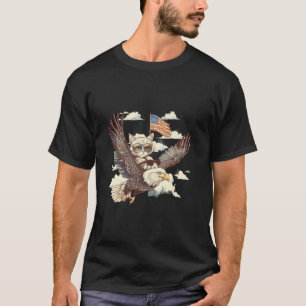 4th Of July Bald Eagle Cat American Flag USA Fourt T-Shirt
