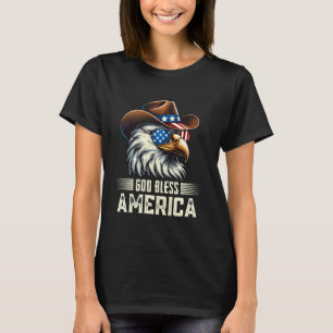 4th of July Bald Eagle Cowboy Western God Bless US T-Shirt