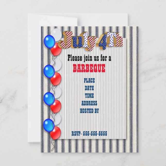 4th of July Barbecue invitation (Front)