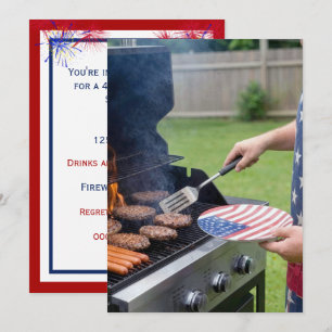 4th of July Barbecue Party  Invitation