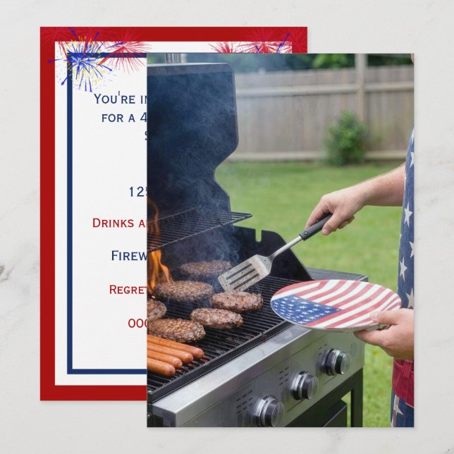 4th of July Barbecue Party  Invitation (Front/Back)