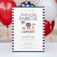 4th of July Barbecue Watercolor Flag Summer Party 