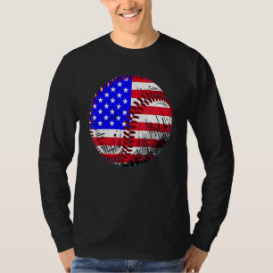 4th Of July Baseball American Flag Patriotic Weath T-Shirt