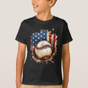 4th Of July Baseball Drip Ice Cream Patriotic Amer T-Shirt