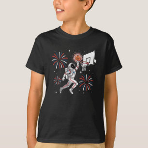 4th of July Basketball Astronaut Boys Space Youth T-Shirt