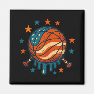 4th Of July Basketball Drip Patriotic American Fla Magnet