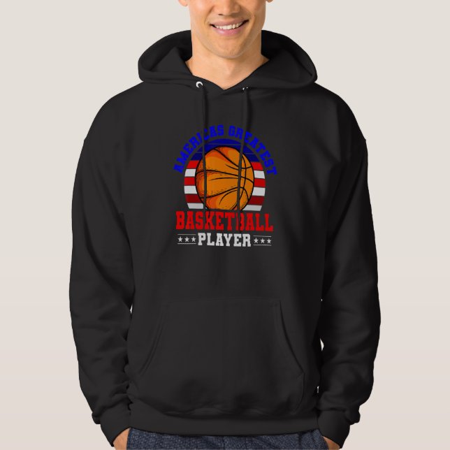4th Of July Basketball Greatest Player Sport Ameri Hoodie (Front)