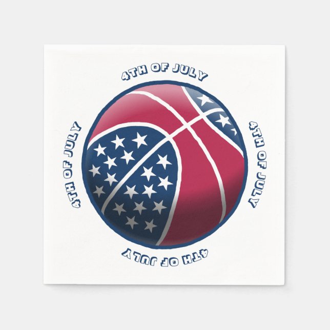 4th of July Basketball Napkin (Front)