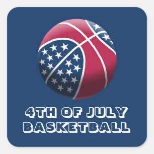 4th of July Basketball Square Sticker