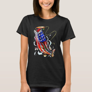 4th Of July Bass Fishing American Flag Patriotic F T-Shirt