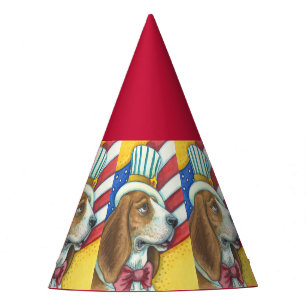 4TH OF JULY BASSET HOUND, HOLIDAY PARTY DOG HAT