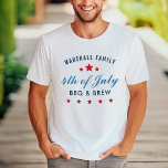 4th of July BBQ and Brew Custom Family Reunion T-Shirt<br><div class="desc">Stylish 4th of July shirts can be fully-personalised for your special event. Design features classic navy,  red,  white,  and blue colours with star accents.</div>